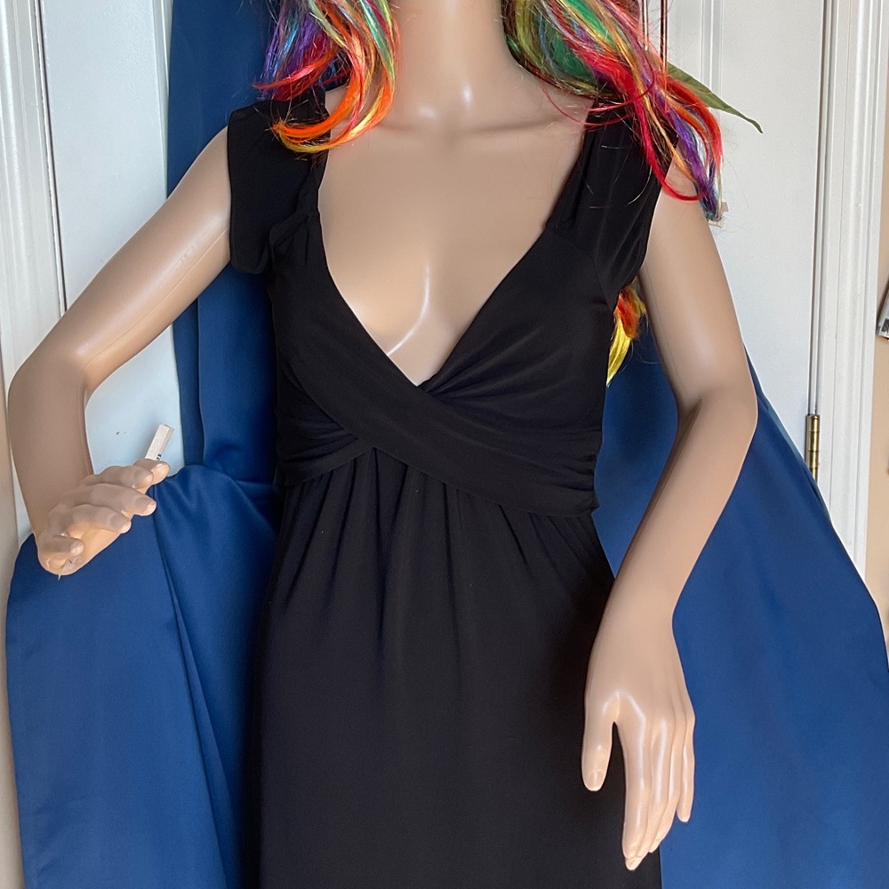 Black V-Neck Empire Waist Dress